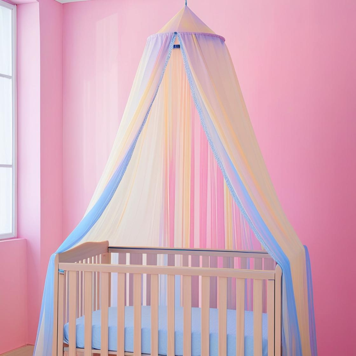 Chambre de bébé avec Ciel de Lit Bébé Arc-En-Ciel│Arciel™ créant une lumineuse
