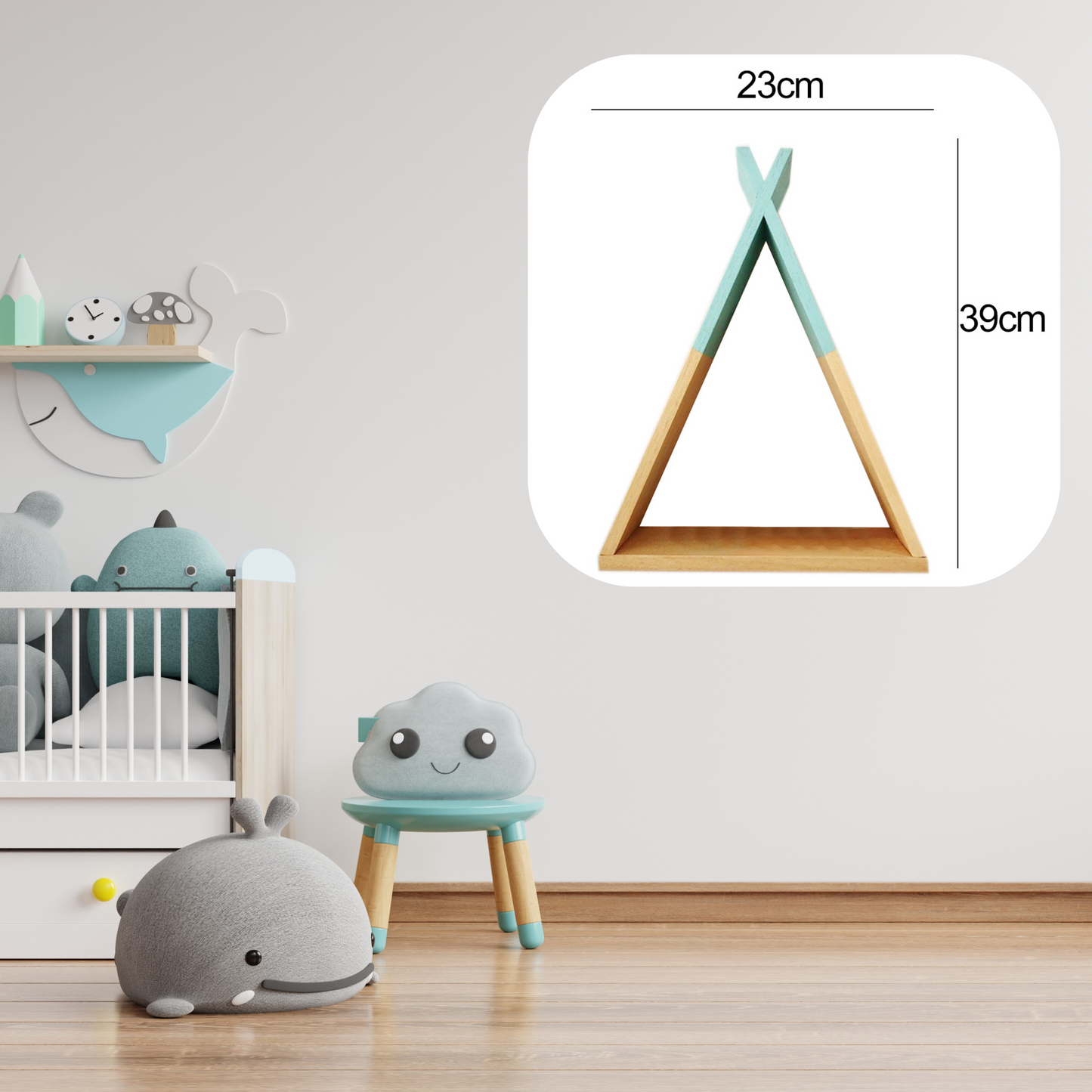Mise en avant des dimensions de l'Etagere Enfant en Bois│MiniTipi™