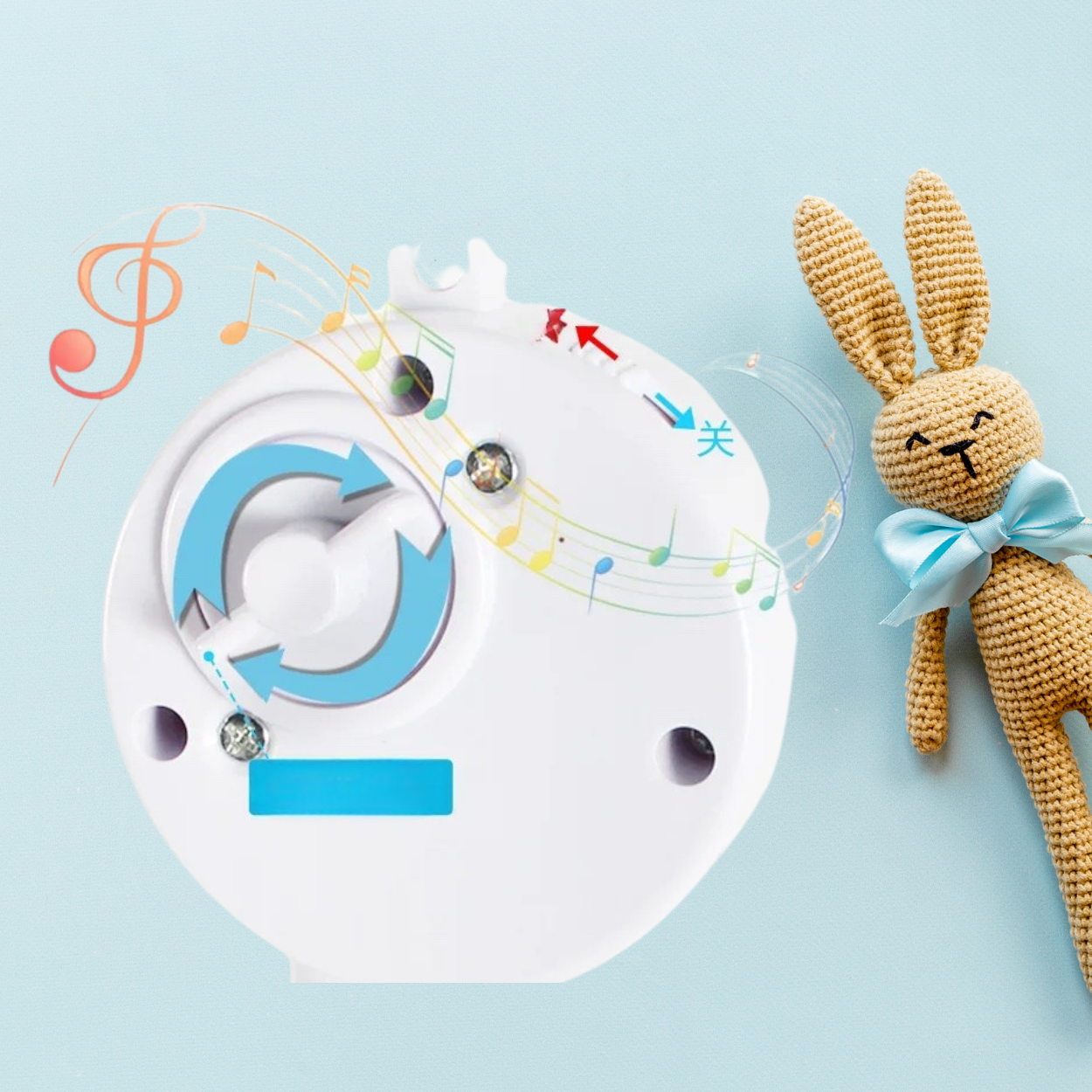 Gros plans sur la boite à musique du Mobile Bebe Etoile_MeloDodo_