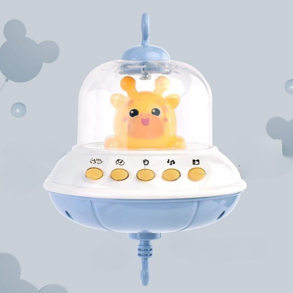 Gros plan sur la boite à musique du Mobile Musical Bébé Animaux-BabyLulla
