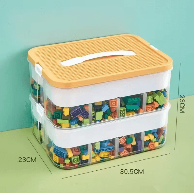 Dimension Rangement jouet enfant - TidyBox™_-2 étages Jaune - 23X30,5x23