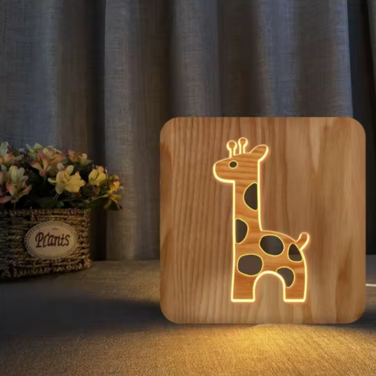 Veilleuse Bébé en Bois-tamisée