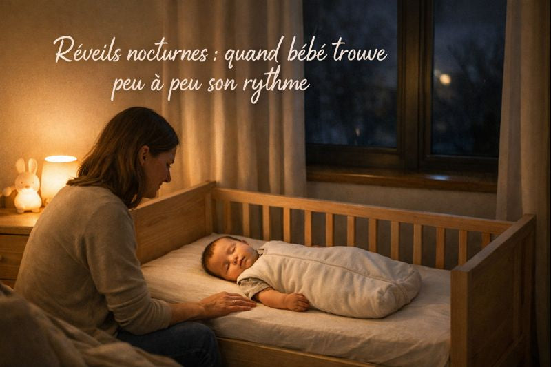 réveils nocturnes bébé parent rassure bébé endormi dans une chambre scandinave