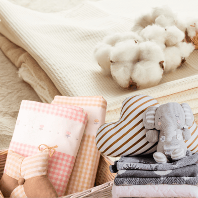 Literie pour bébé draps serviettes coussins