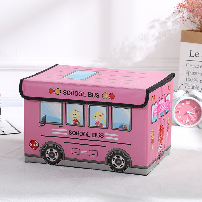 Présentation Coffre à jouet Pliabble Bus Scolaire|JoyKids™ rose