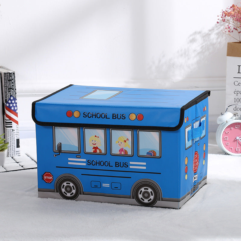 Présentation Coffre à jouet Pliabble Bus Scolaire|JoyKids™bleu