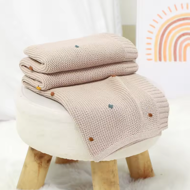 Couverture Bébé Tricot Coton│DouceMaille™
