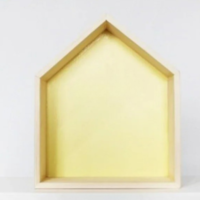 ETAGERE_Chambre_Enfant en Pin_-_PetiteCabane_-_Jaune sur un fond blanc