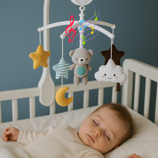 Bébé endormi sous le Mobile Bebe Ourson_Doubalou  symbole de Sommeil bébé serein