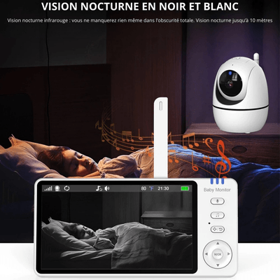 Vision nocturne d'un bébé qui dort dans sa chambre avec le babyphone AngelProtect