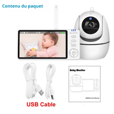 Contenu du pack Babyphone vidéo - AngelProtect™ - Cables USB - Caméra - Ecran