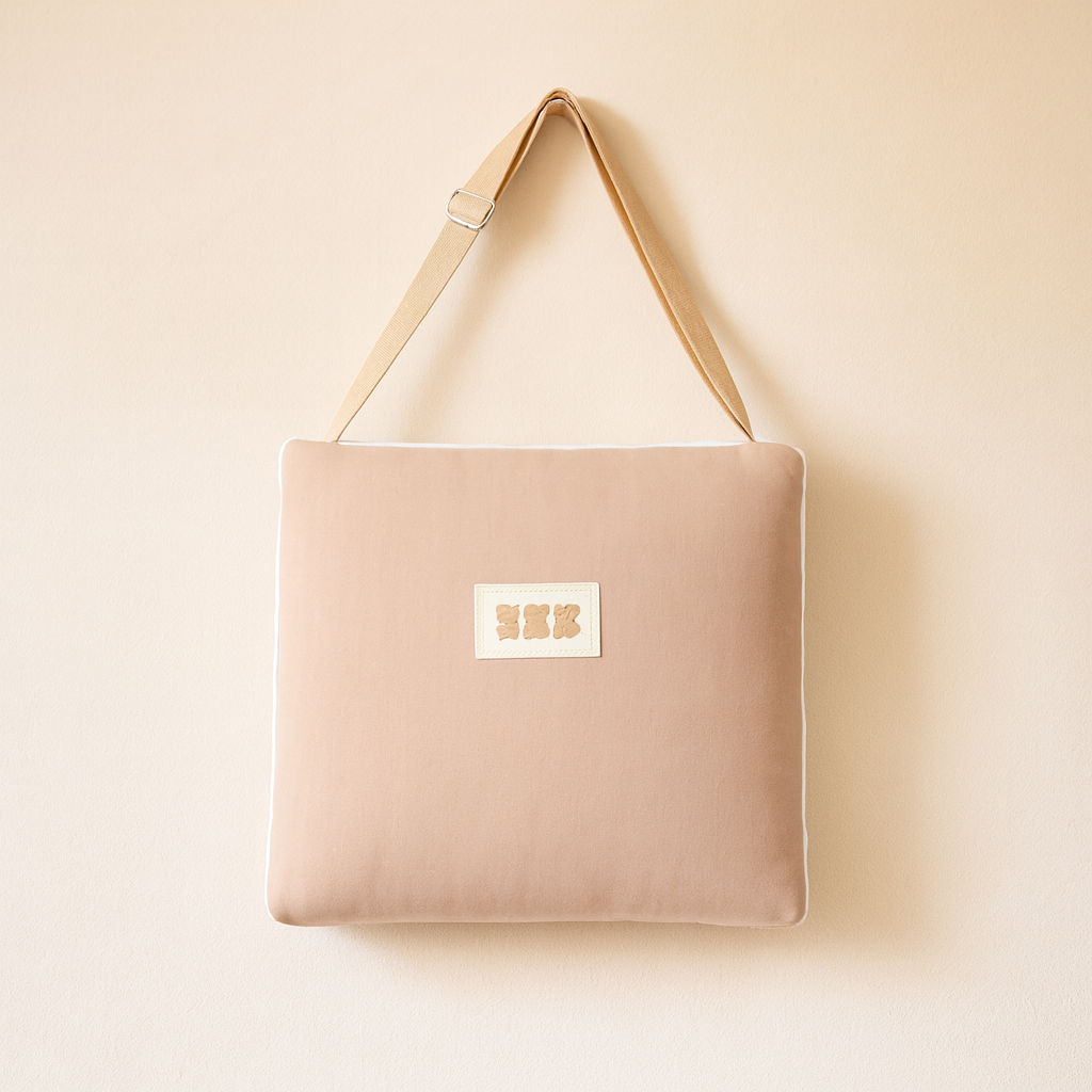 Réducteur de lit beige portable plié en format sac