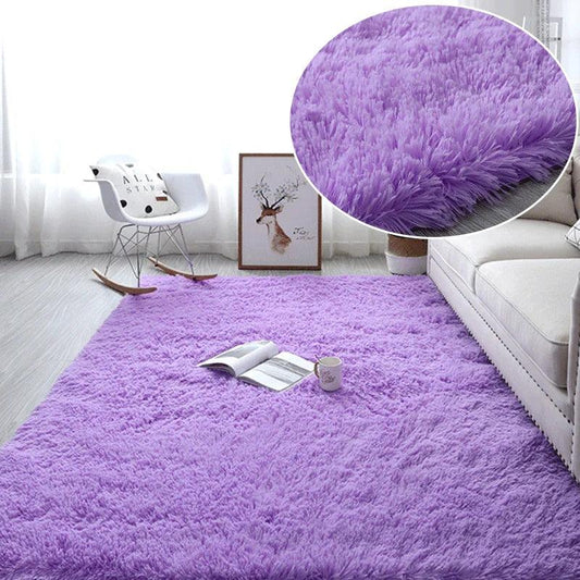 Tapis Chambre Enfant - HairyRugs Mauve™ Installé dans un salon 