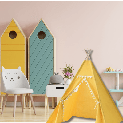 Tipi Enfant Jaune-IWi_integre_dans_une_chambre_enfant style scandinave