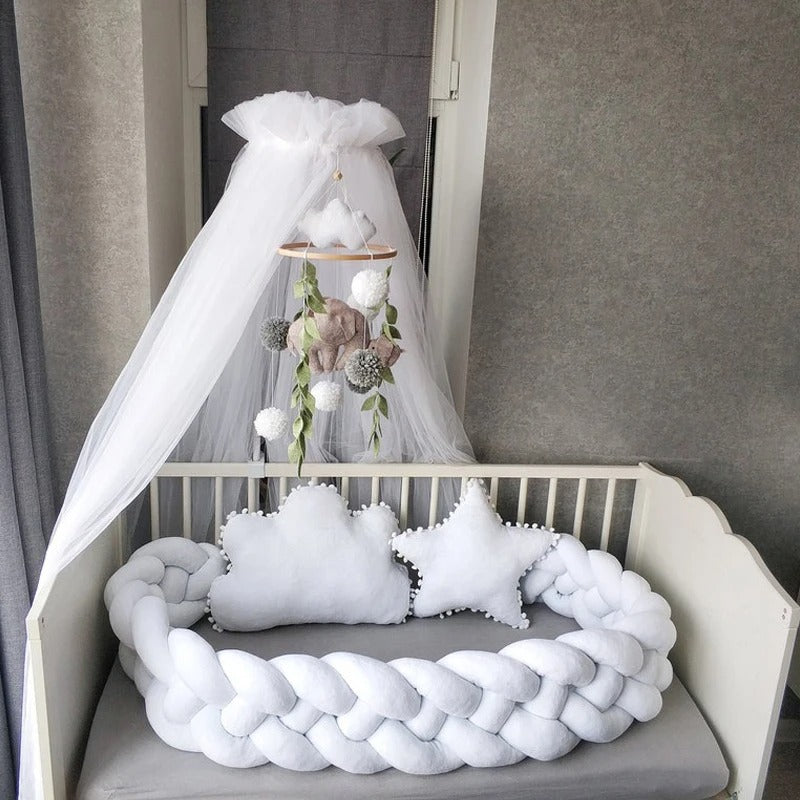 Tresse de lit bébé - 4brins-Blanc Nuage™️