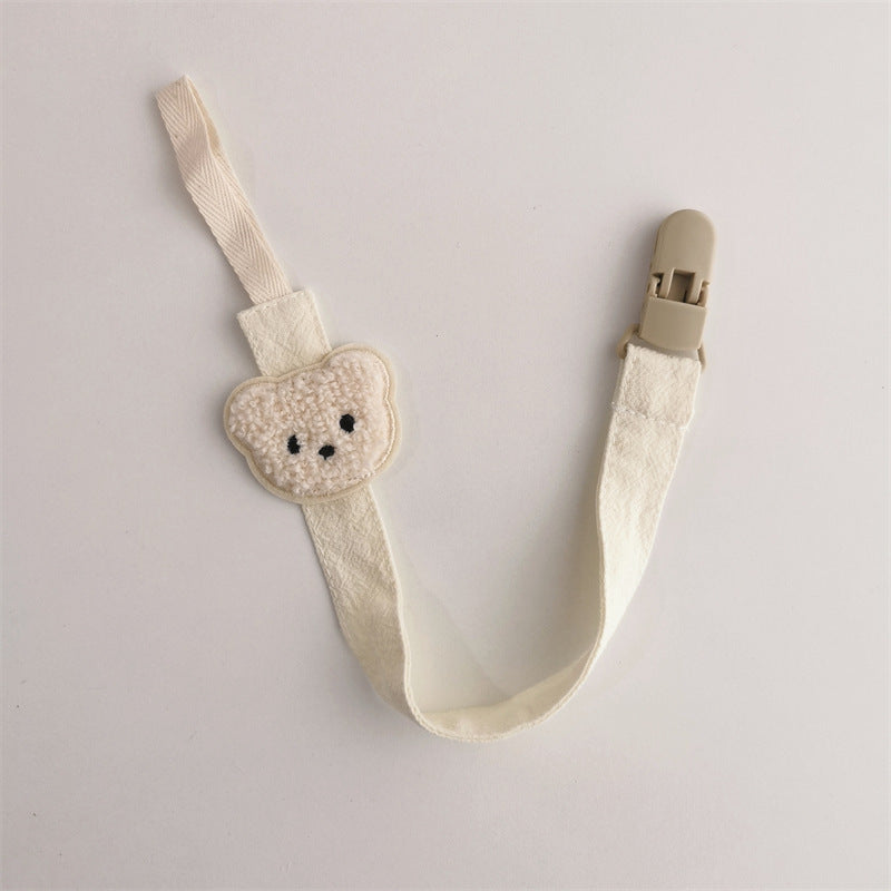 Attache tétine ours beige avec tête d’ours beige