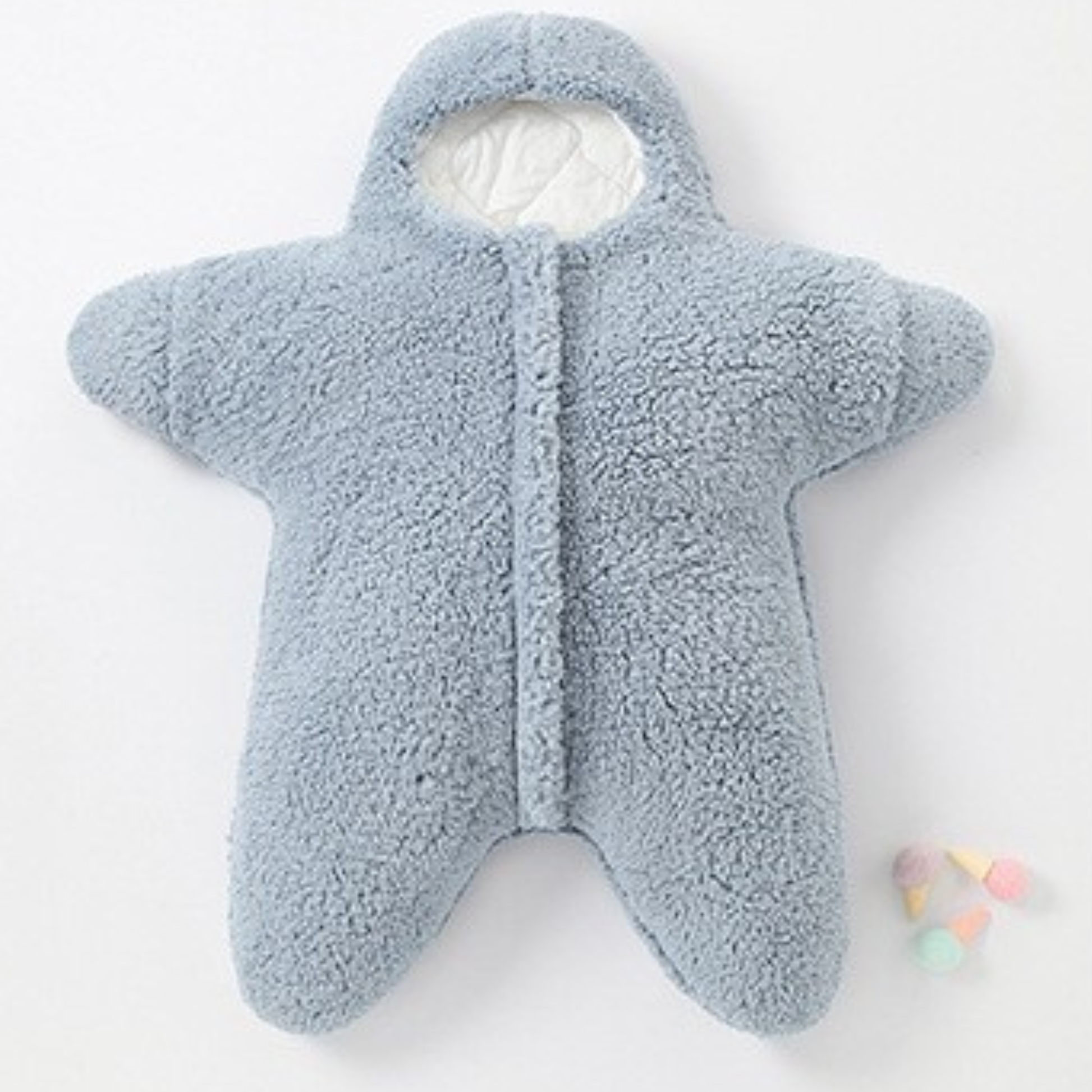 nid d’ange bebe doublé en sherpa gris bleu