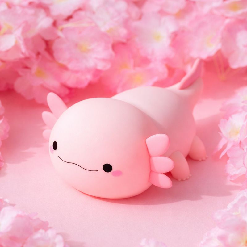 veilleuse axolotl bébé AxoLumi rose à lumière douce