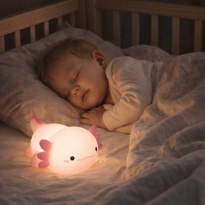 veilleuse axolotl bébé AxoLumi lumière douce pour le sommeil